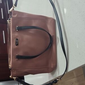 Kate Spade Nylon Tote Crossbody Bag Pink Blush w/ Black Handles.